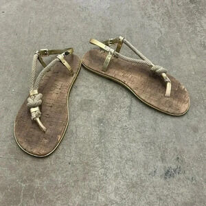 Michael Kors  gold flat cord sandals